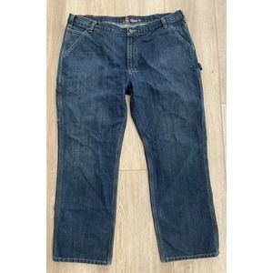 Carhartt Mens Size 42 x 28 Relaxed Fit Dark Wash Carpenter Cargo Denim Jeans